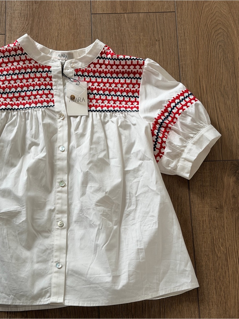 Avara Trudy Navy and Red Embroidered Top - Picture 5 of 8